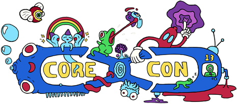CoreCon Logo with 2023 design, Fantastic Worlds
